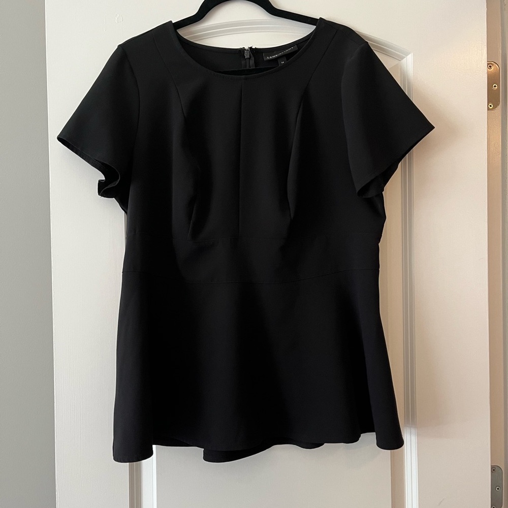Lane Bryant Black Structured Short Sleeve Blouse